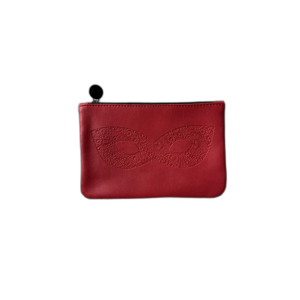 red floral mask mini cosmetics makeup bag